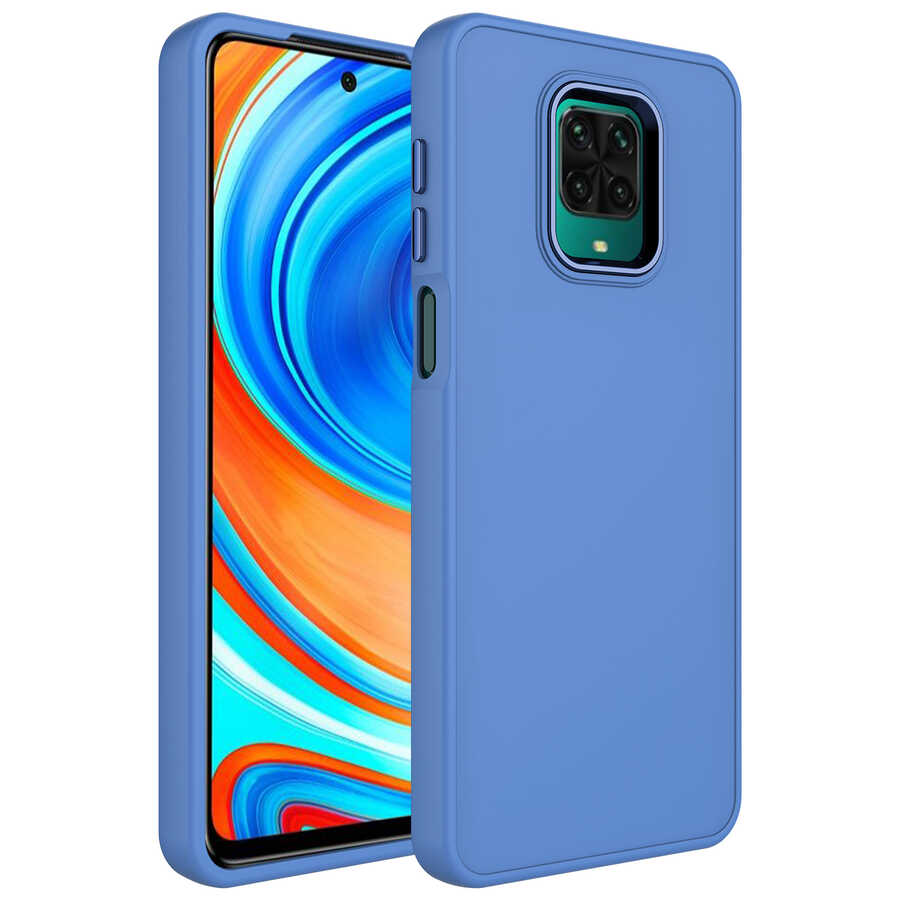 Xiaomi Uyumlu Redmi Note 9S Kılıf Metal Çerçeve ve Buton Tasarımlı Silikon Tuhatu Luna Kapak-Lavendery gray