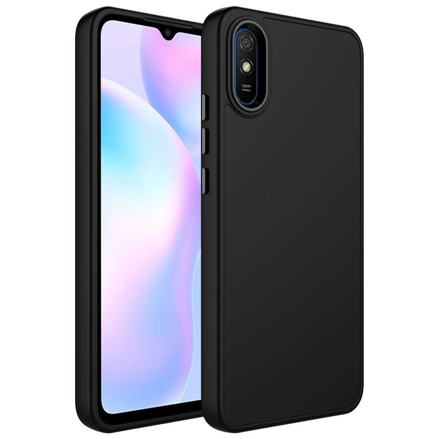 Xiaomi Uyumlu Redmi 9A Kılıf Metal Çerçeve ve Buton Tasarımlı Silikon Tuhatu Luna Kapak