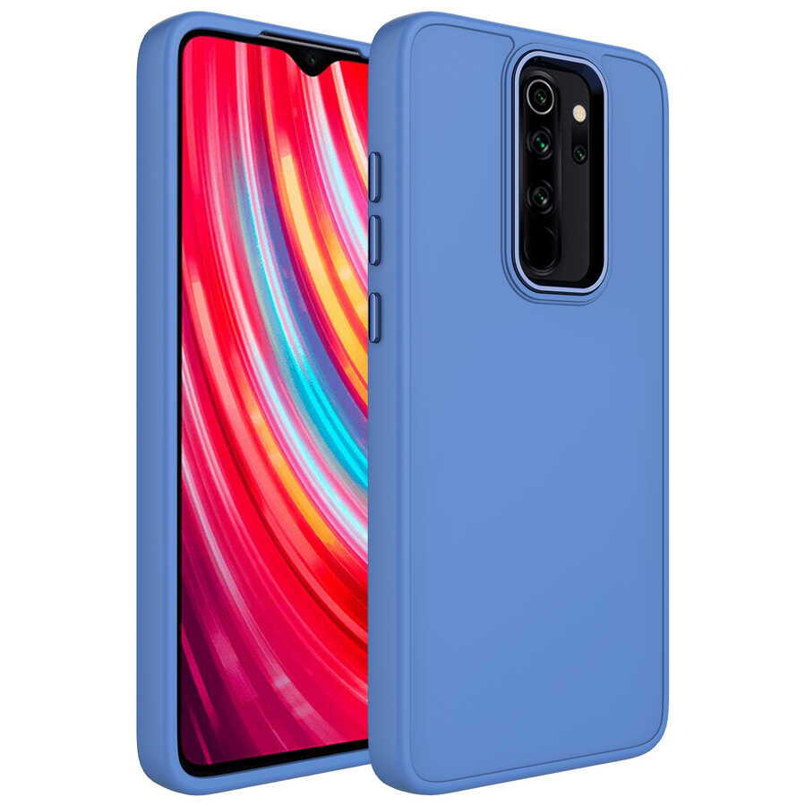 Xiaomi Uyumlu Redmi Note 8 Pro Kılıf Metal Çerçeve ve Buton Tasarımlı Silikon Tuhatu Luna Kapak-Lavendery gray