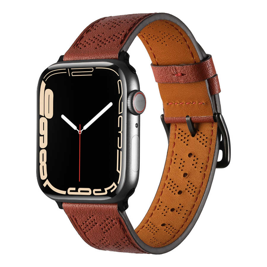 ​​​  Watch 42mm Breath PU Deri Kordon Strap Kayış-Mürdüm