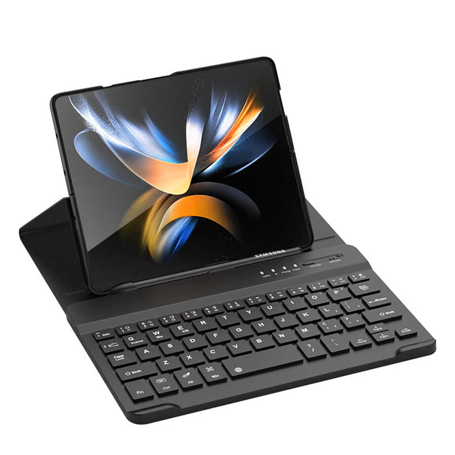 Galaxy Uyumlu Z Fold 3 Kılıf Standlı Bluetooth Klavyeli Tuhatu Kıpta Keyboard Set Kılıf