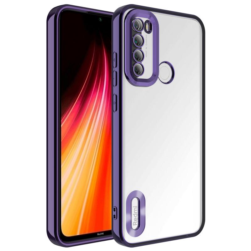 Xiaomi Uyumlu Redmi Note 8 Kılıf Kamera Korumalı Logo Gösteren Tuhatu Omega Kapak-Derin mor