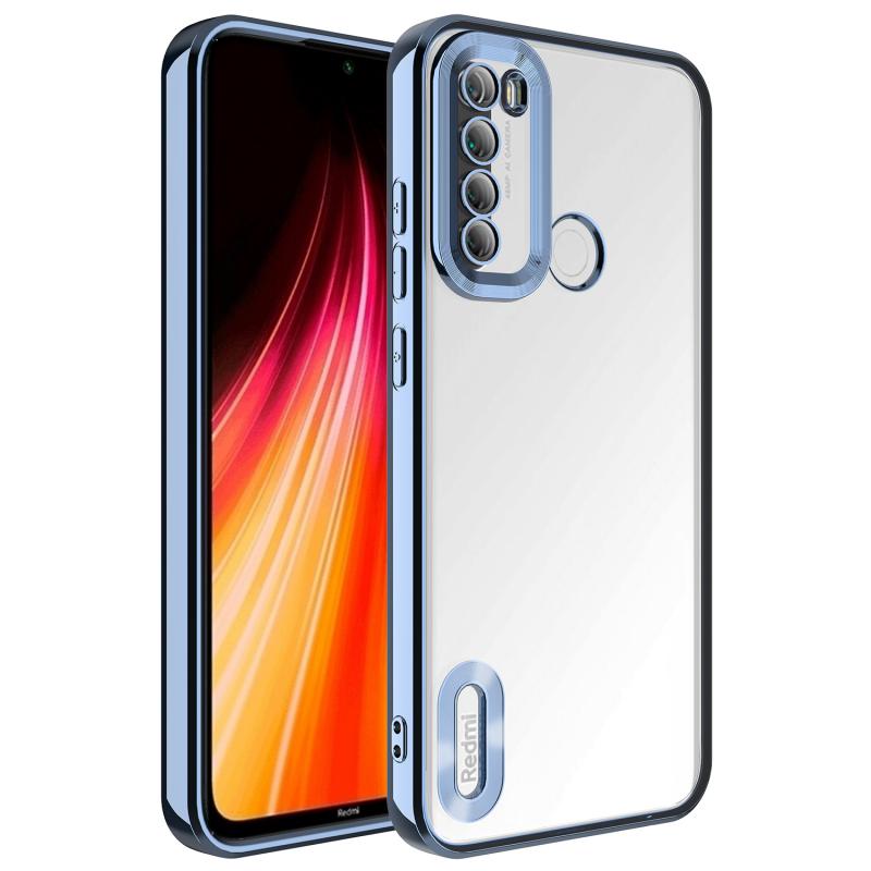 Xiaomi Uyumlu Redmi Note 8 Kılıf Kamera Korumalı Logo Gösteren Tuhatu Omega Kapak-Sierra mavi