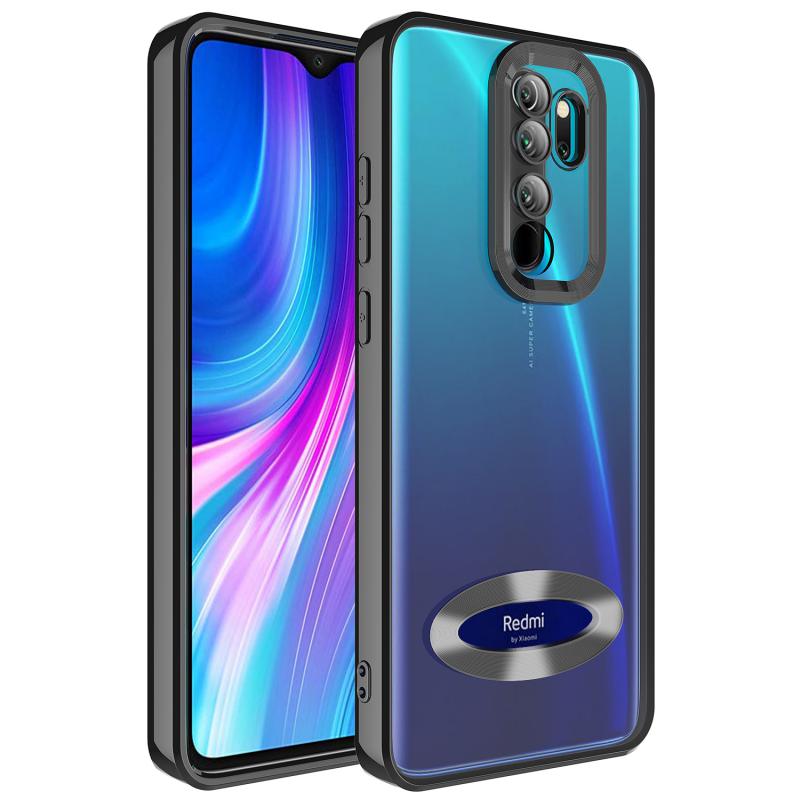 Xiaomi Uyumlu Redmi Note 8 Pro Kılıf Kamera Korumalı Logo Gösteren Tuhatu Omega Kapak-Siyah