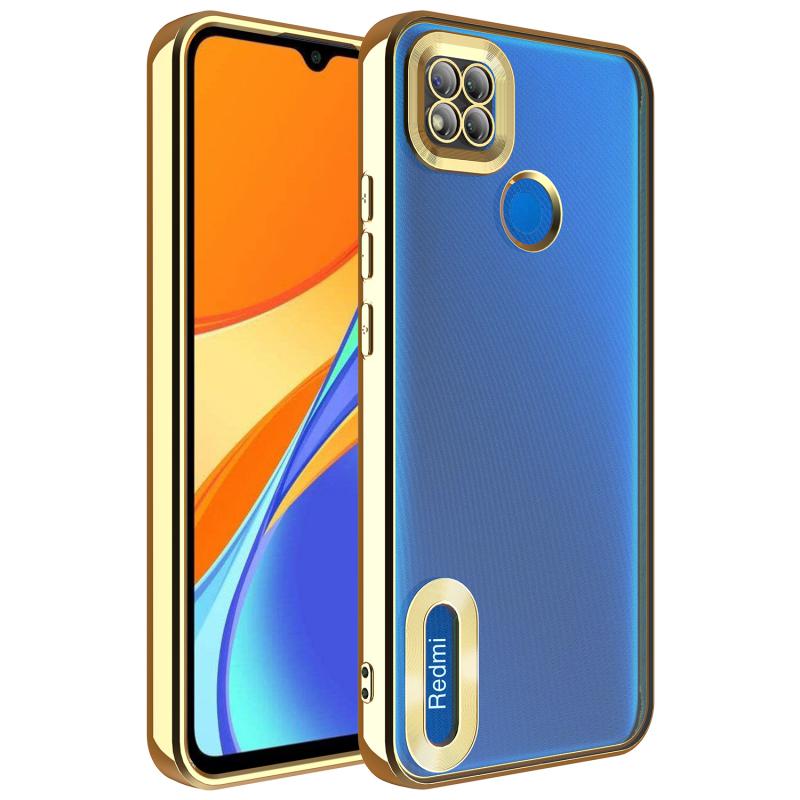 Xiaomi Uyumlu Redmi 9C Kılıf Kamera Korumalı Logo Gösteren Tuhatu Omega Kapak-Gold