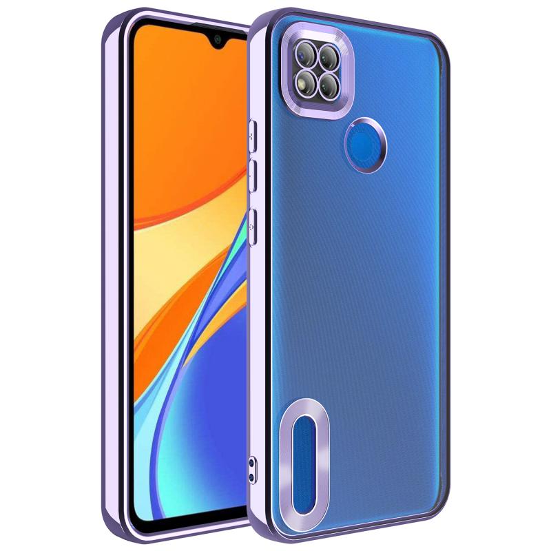 Xiaomi Uyumlu Redmi 9C Kılıf Kamera Korumalı Logo Gösteren Tuhatu Omega Kapak-Lila