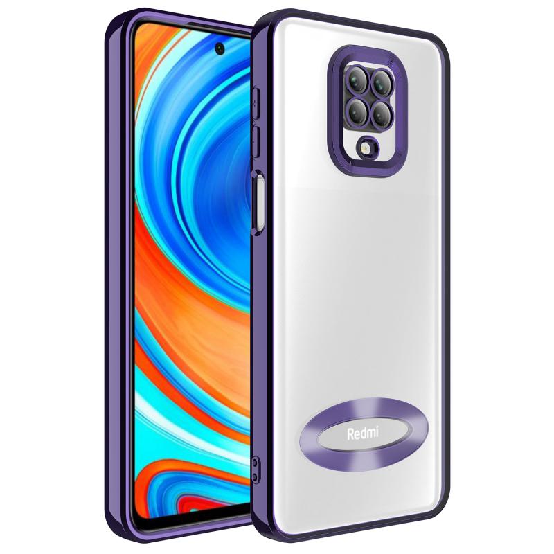 Xiaomi Uyumlu Redmi Note 9S Kılıf Kamera Korumalı Logo Gösteren Tuhatu Omega Kapak-Derin mor