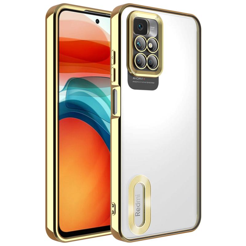 Xiaomi Uyumlu Redmi 10 Kılıf Kamera Korumalı Logo Gösteren Tuhatu Omega Kapak-Gold