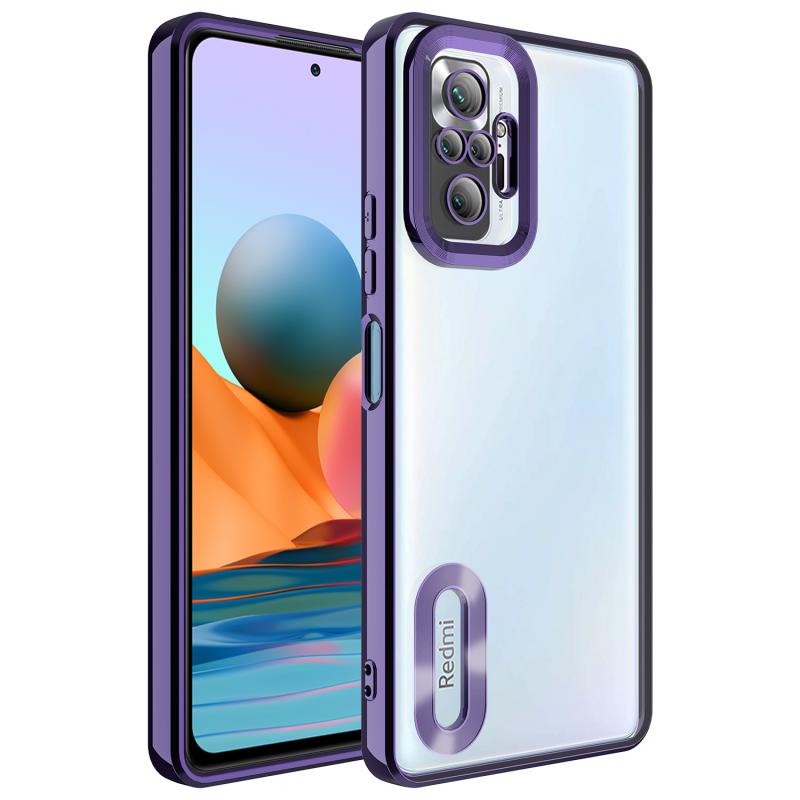 Xiaomi Uyumlu Redmi Note 10 Pro Kılıf Kamera Korumalı Logo Gösteren Tuhatu Omega Kapak-Derin mor