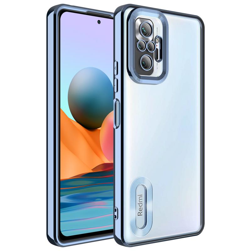 Xiaomi Uyumlu Redmi Note 10 Pro Kılıf Kamera Korumalı Logo Gösteren Tuhatu Omega Kapak-Sierra mavi