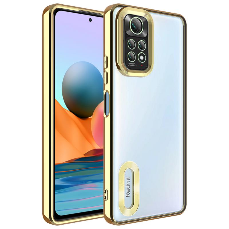 Xiaomi Uyumlu Redmi Note 11 Global Kılıf Kamera Korumalı Logo Gösteren Tuhatu Omega Kapak-Gold