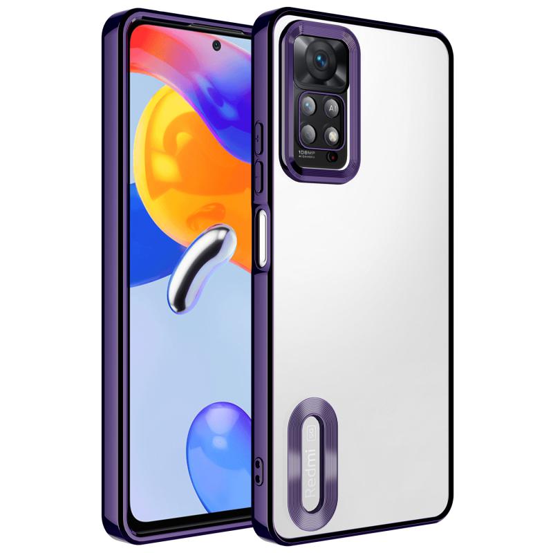 Xiaomi Uyumlu Redmi Note 11 Pro 5G Kılıf Kamera Korumalı Logo Gösteren Tuhatu Omega Kapak-Derin mor