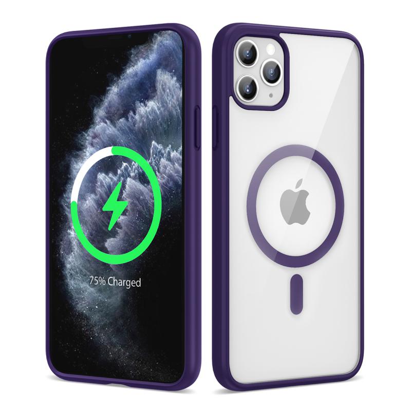 iPhone Uyumlu 11 Pro Kılıf Magsafe Wireless Şarj Özellikli Silikon Tuhatu Ege Kapak-Derin mor