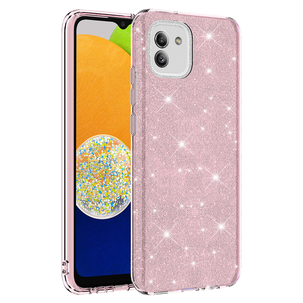 Galaxy Uyumlu A03 Kılıf Tuhatu Shining Silikon-Pembe