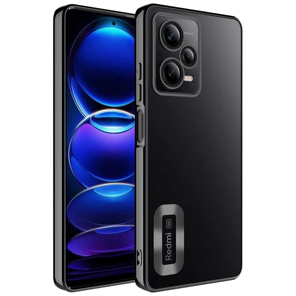 Xiaomi Uyumlu Redmi Note 12 Pro 5G Kılıf Kamera Korumalı Logo Gösteren Tuhatu Omega Kapak-Siyah