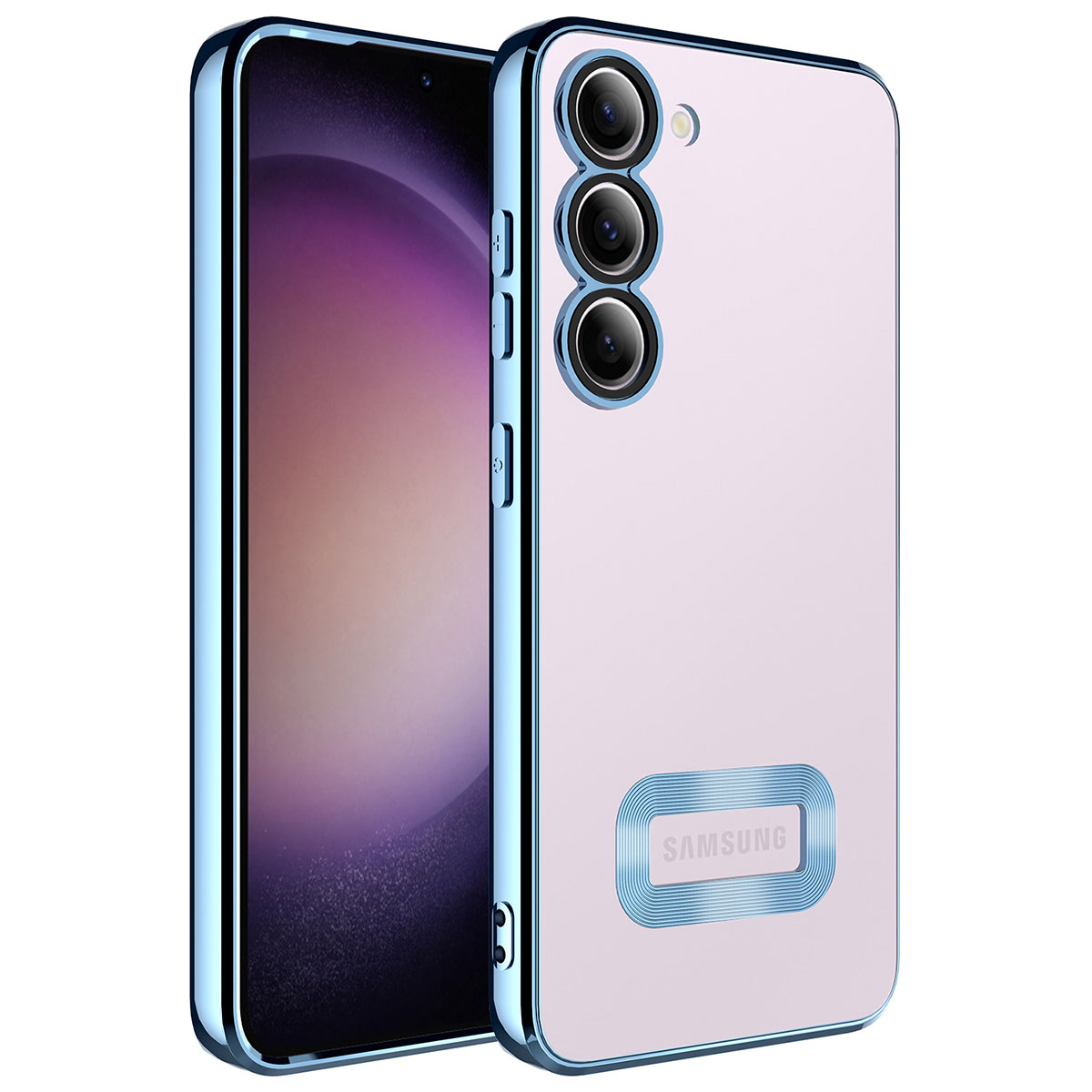 Galaxy Uyumlu S23 Plus Kılıf Kamera Korumalı Logo Gösteren Tuhatu Omega Kapak-Sierra mavi