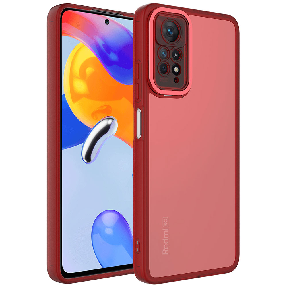 Xiaomi Uyumlu Redmi Note 11 Pro 5G Kılıf Kamera Korumalı Transparan Tuhatu Post Kapak-Kırmızı