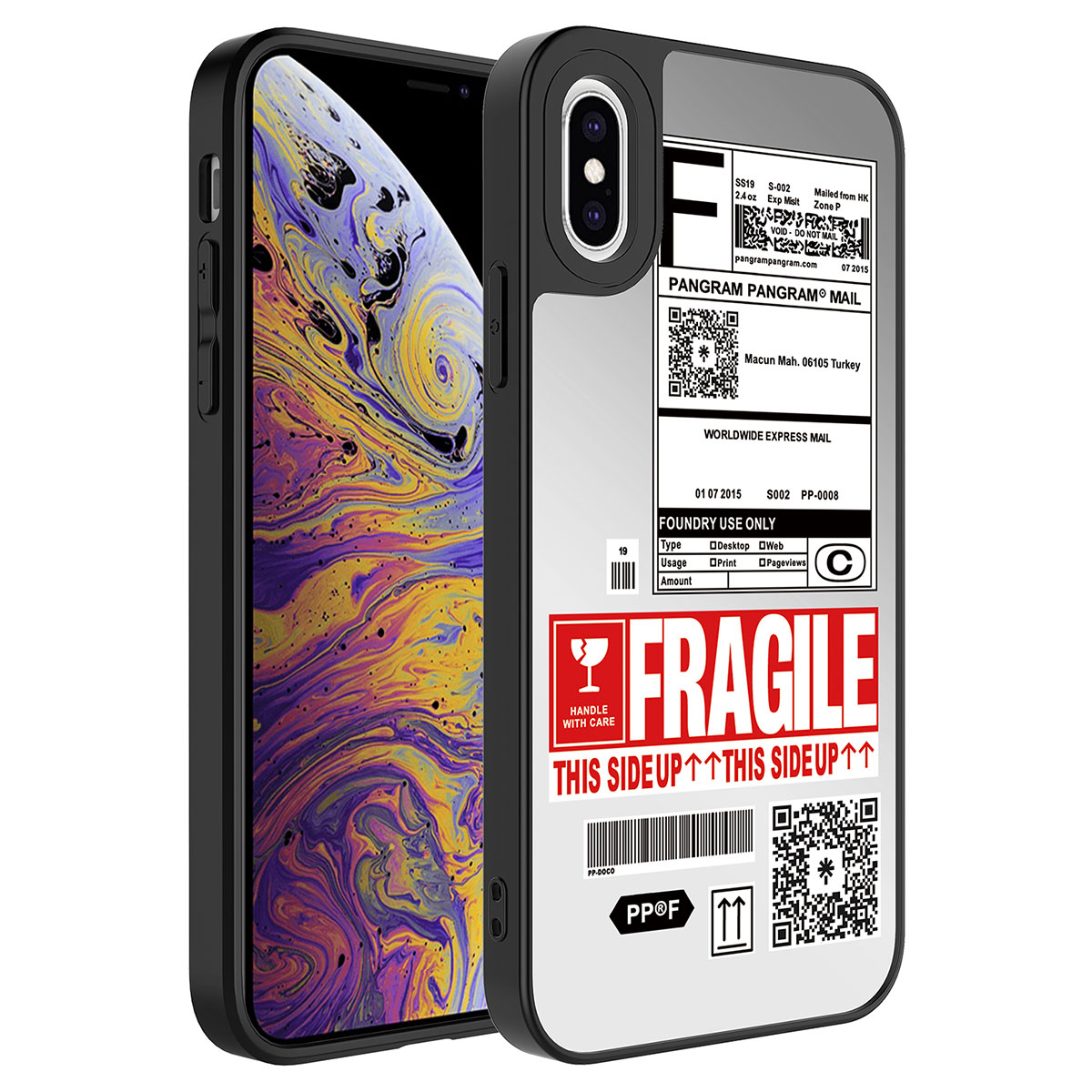 iPhone Uyumlu X Kılıf Aynalı Desenli Kamera Korumalı Parlak Tuhatu Mirror Kapak-Fragile