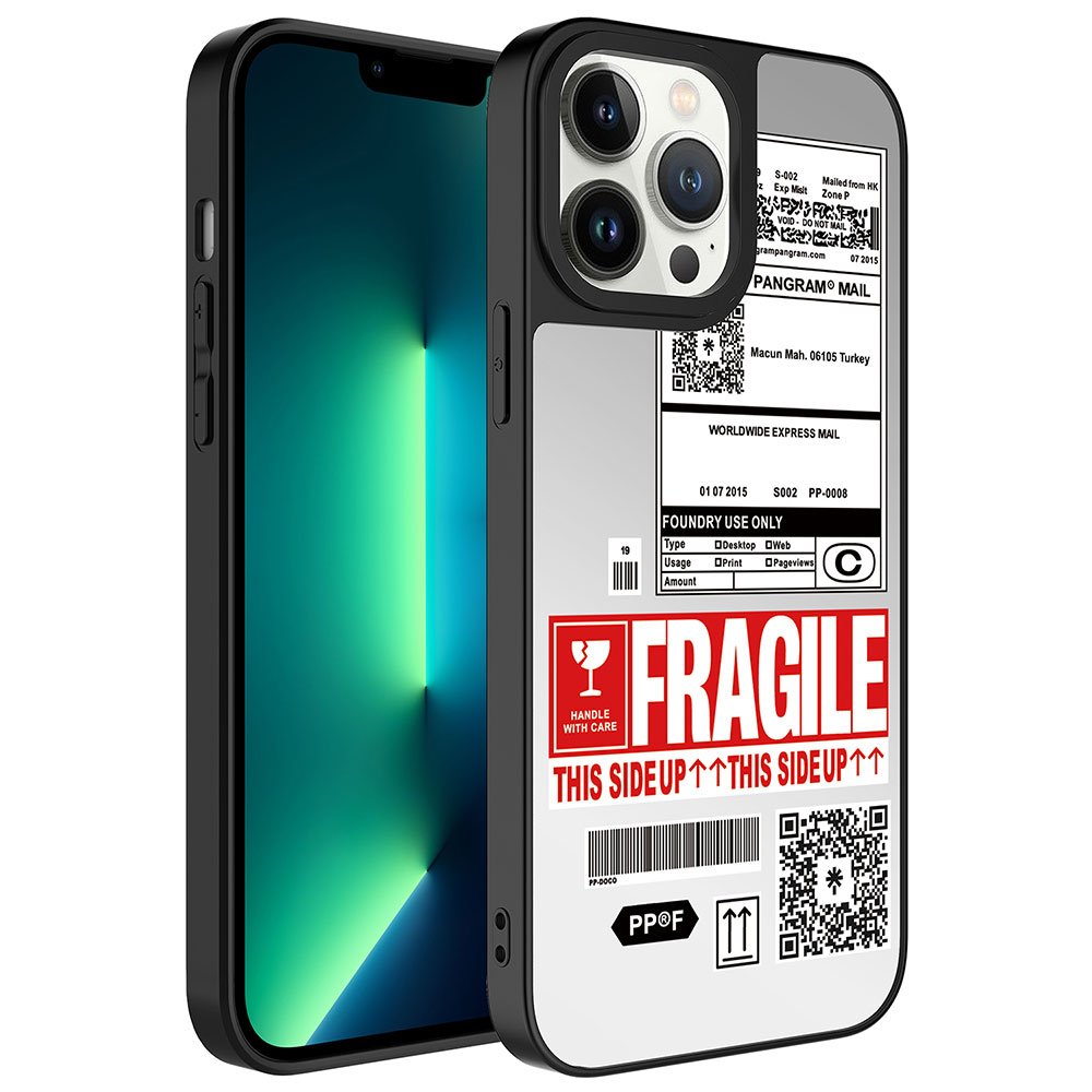 iPhone Uyumlu 13 Pro Kılıf Aynalı Desenli Kamera Korumalı Parlak Tuhatu Mirror Kapak-Fragile