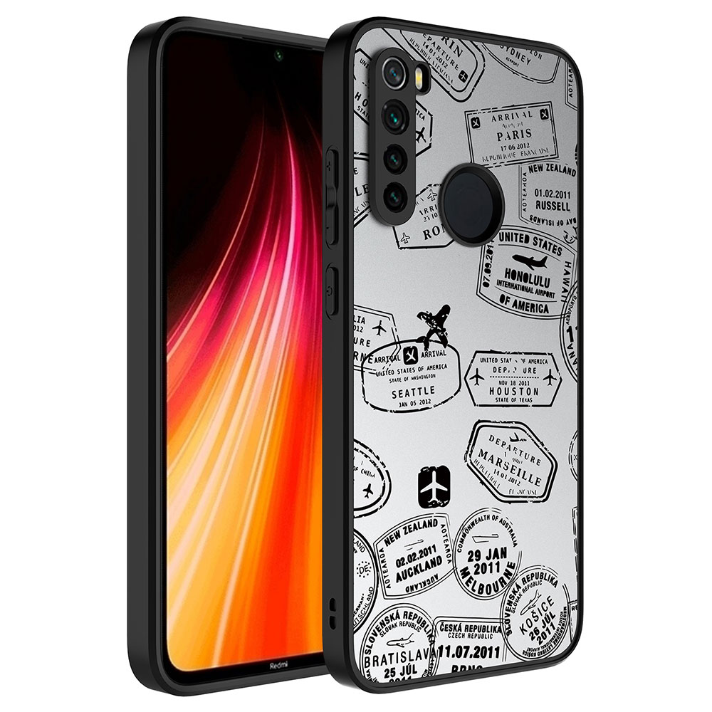 Xiaomi Uyumlu Redmi Note 8 Kılıf Aynalı Desenli Kamera Korumalı Parlak Tuhatu Mirror Kapak-Seyahat