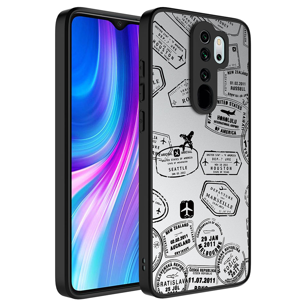 Xiaomi Uyumlu Redmi Note 8 Pro Kılıf Aynalı Desenli Kamera Korumalı Parlak Tuhatu Mirror Kapak-Seyahat