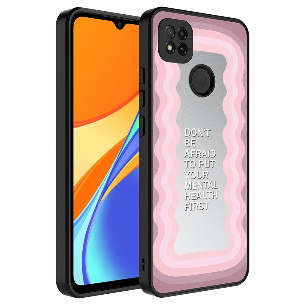 Xiaomi Uyumlu Redmi 9C Kılıf Aynalı Desenli Kamera Korumalı Parlak Tuhatu Mirror Kapak-Ayna