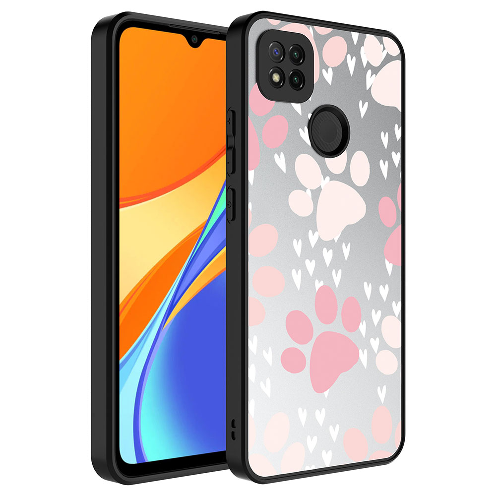 Xiaomi Uyumlu Redmi 9C Kılıf Aynalı Desenli Kamera Korumalı Parlak Tuhatu Mirror Kapak-Pati