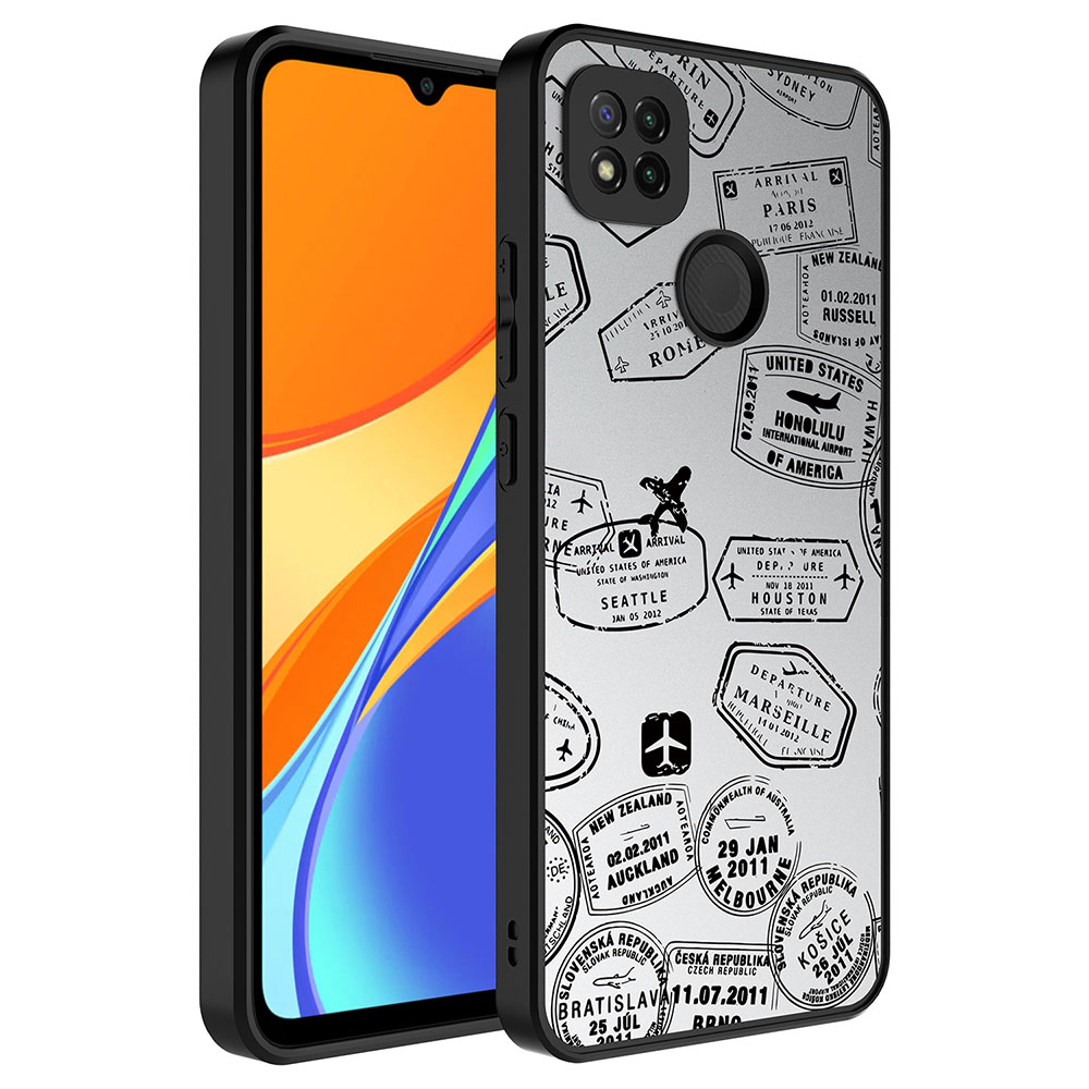 Xiaomi Uyumlu Redmi 9C Kılıf Aynalı Desenli Kamera Korumalı Parlak Tuhatu Mirror Kapak-Seyahat