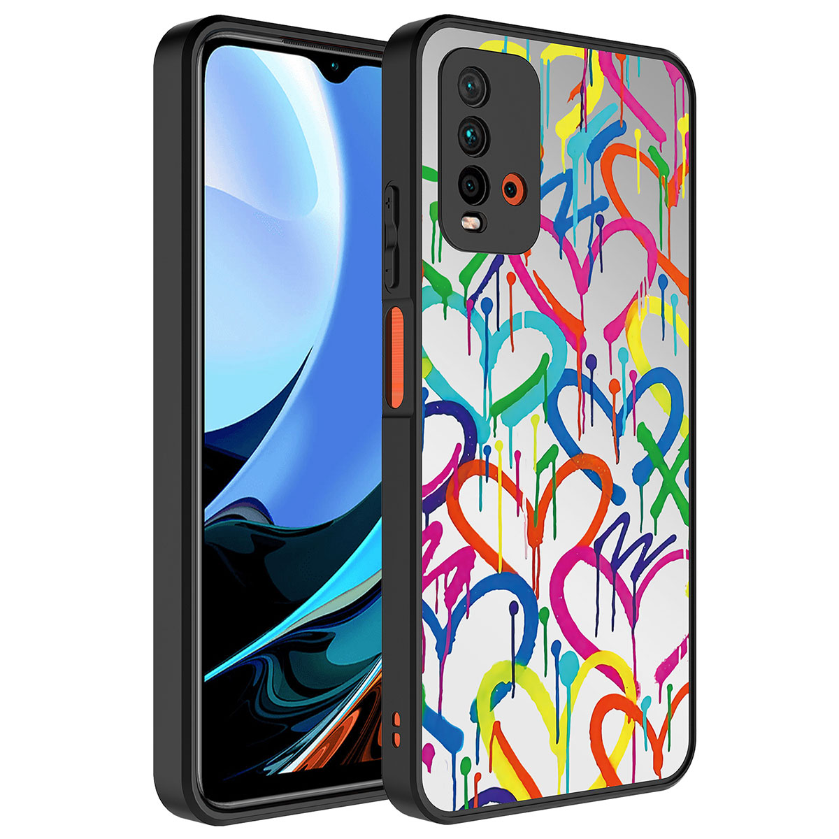 Xiaomi Uyumlu Redmi 9T Kılıf Aynalı Desenli Kamera Korumalı Parlak Tuhatu Mirror Kapak-Kalp