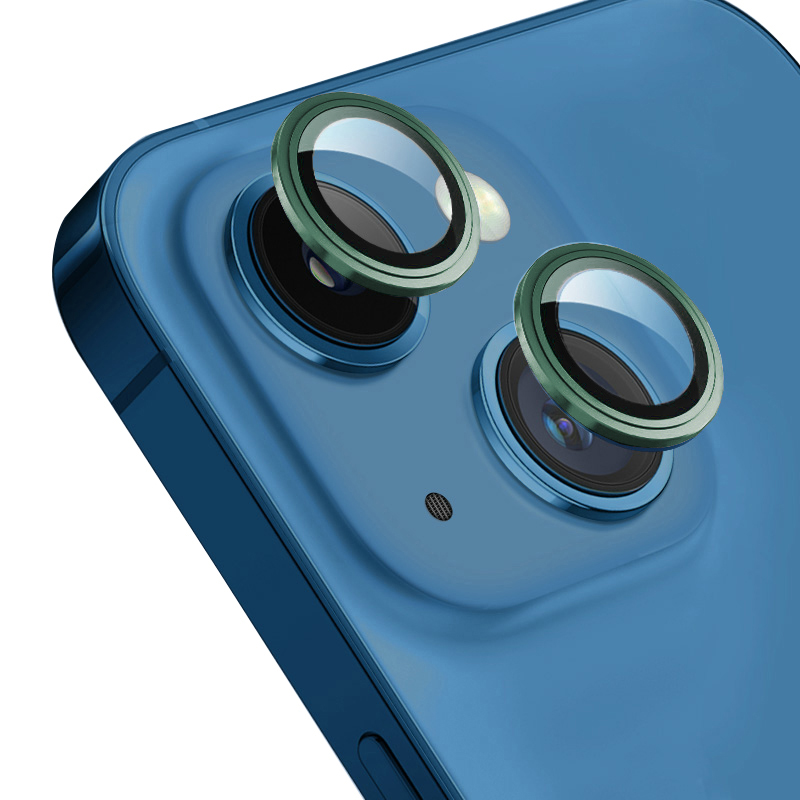 iPhone Uyumlu 13 Go Des CL-10 Kamera Lens Koruyucu-Koyu yeşil