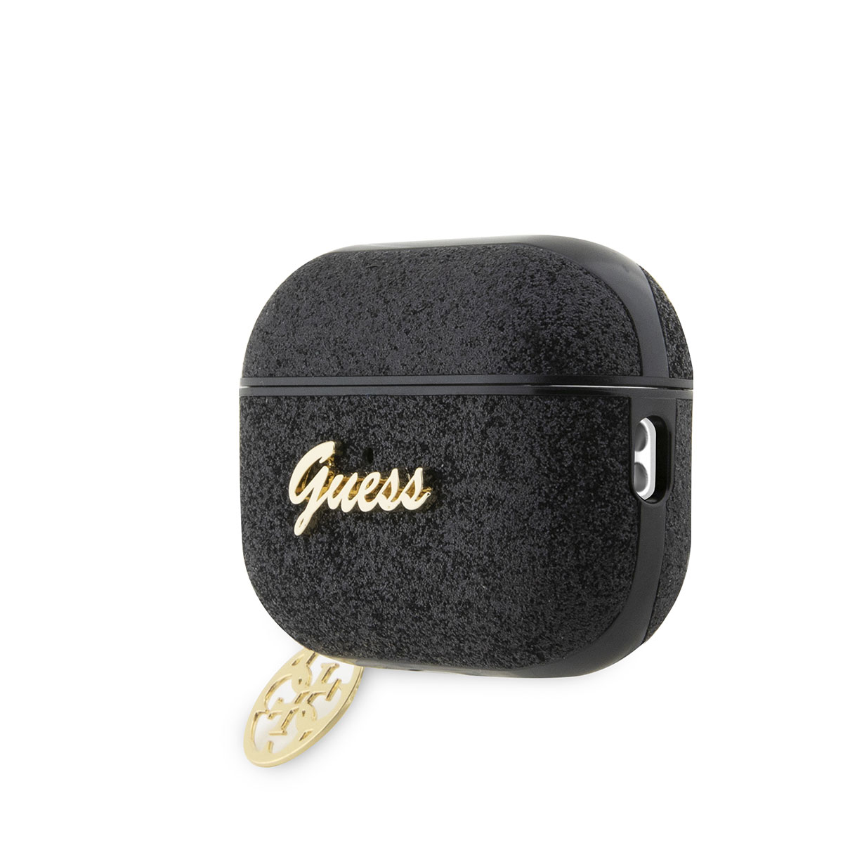 Airpods Uyumlu Pro 2 Kılıf GUESS Glitter 4G Charm Kapak-Siyah