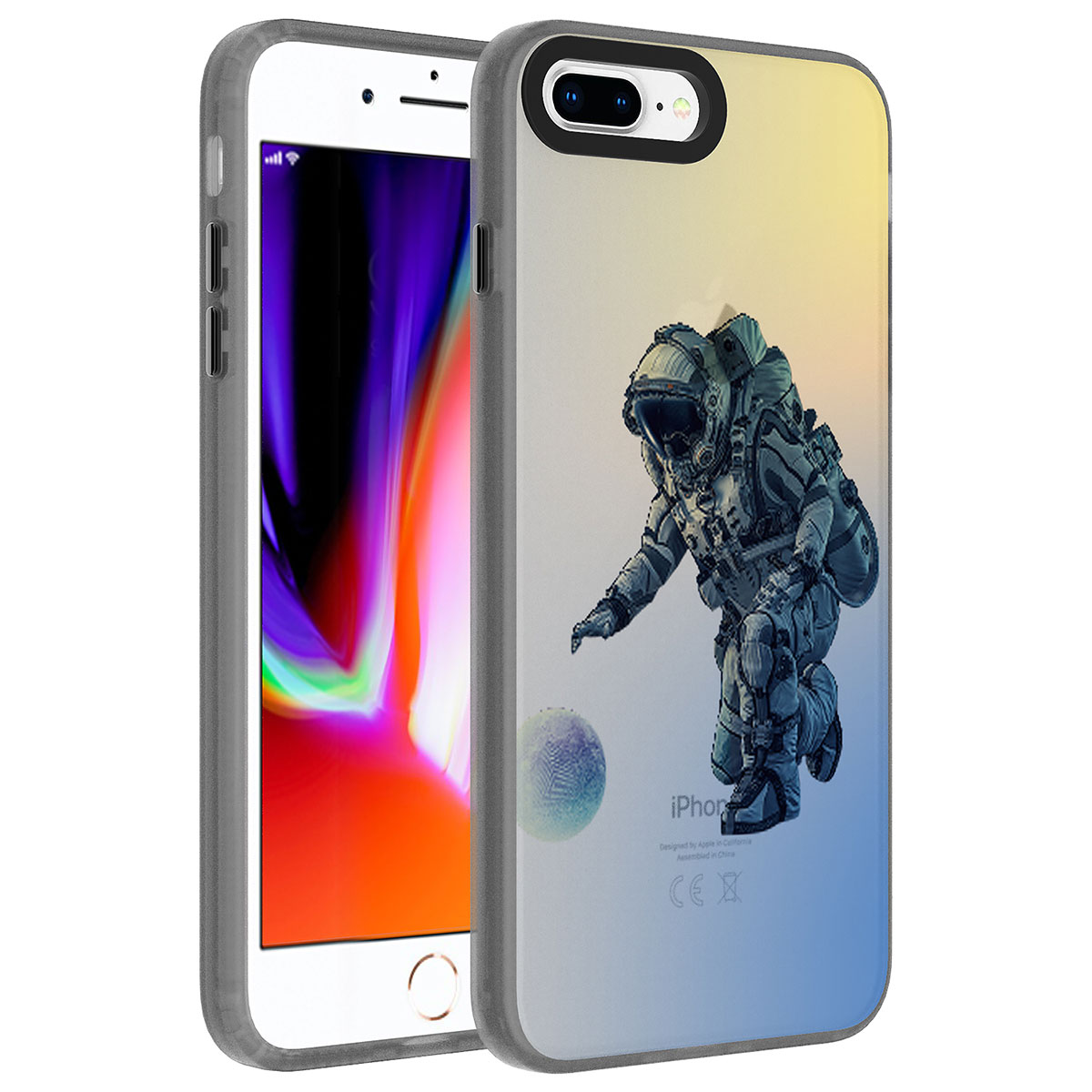 iPhone Uyumlu 8 Plus Kılıf Desenli Tuhatu Dragon Sert Kapak-Astronot