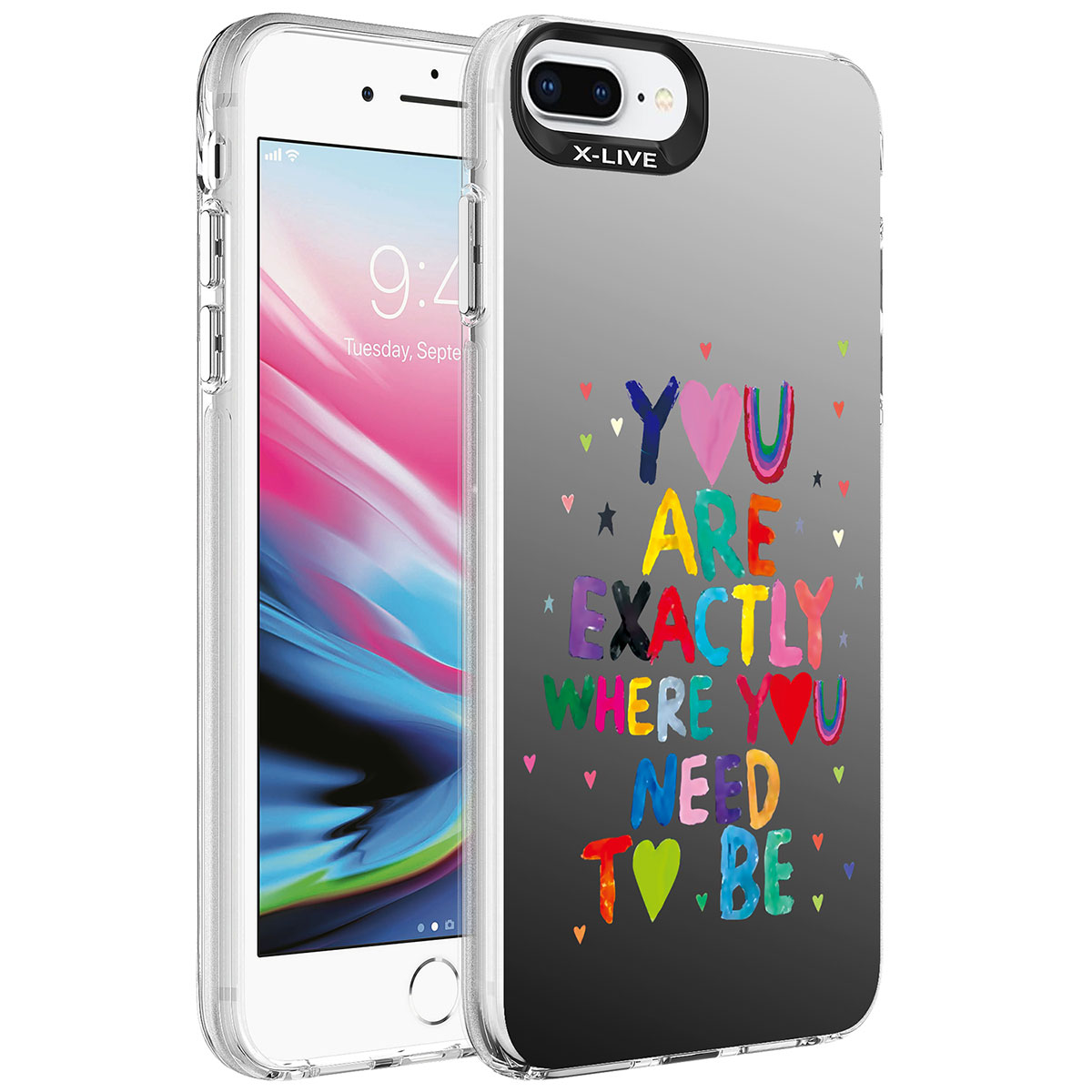 iPhone Uyumlu 8 Plus Kılıf Desenli Tuhatu Silver Sert Kapak-You