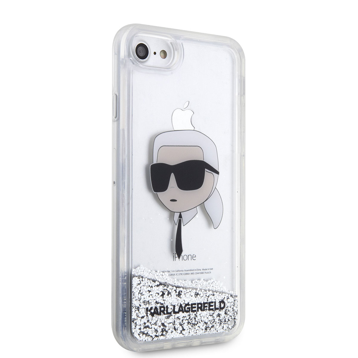 iPhone Uyumlu 7 Kılıf Karl Lagerfeld Sıvılı Simli Karl Head Dizayn Kapak