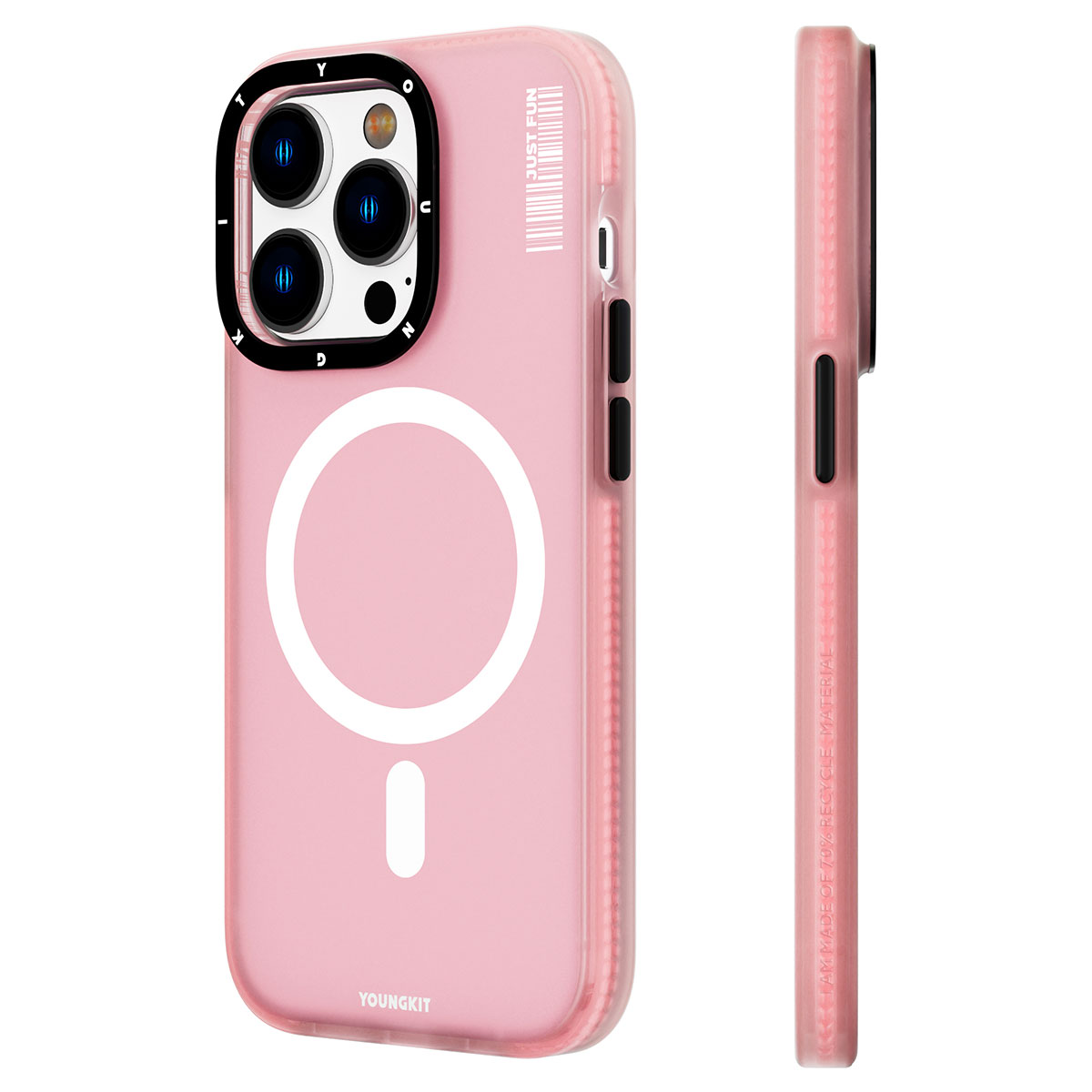 iPhone Uyumlu 13 Pro Kılıf Magsafe Şarj Özellikli Youngkit Colored Sand Serisi Kapak-Pembe