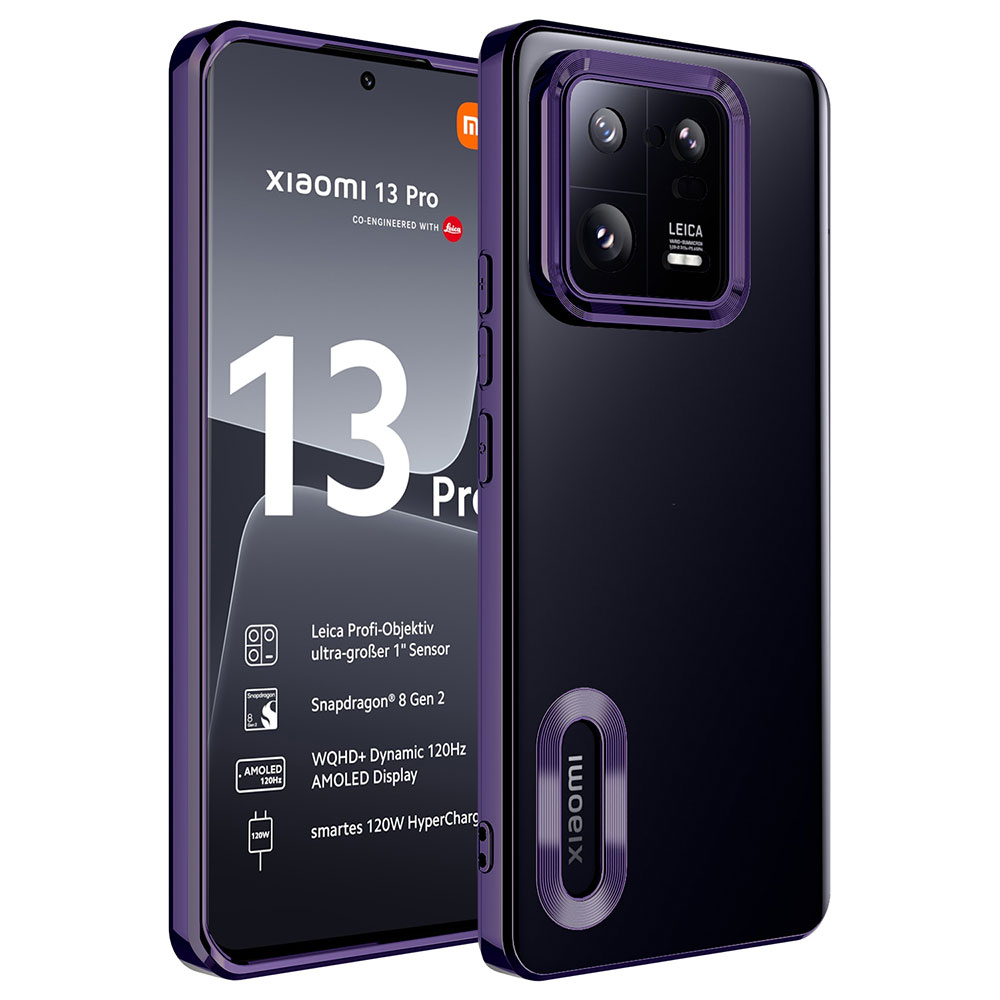 Xiaomi Uyumlu Mi 13 Pro Kılıf Kamera Korumalı Logo Gösteren Tuhatu Omega Kapak-Derin mor