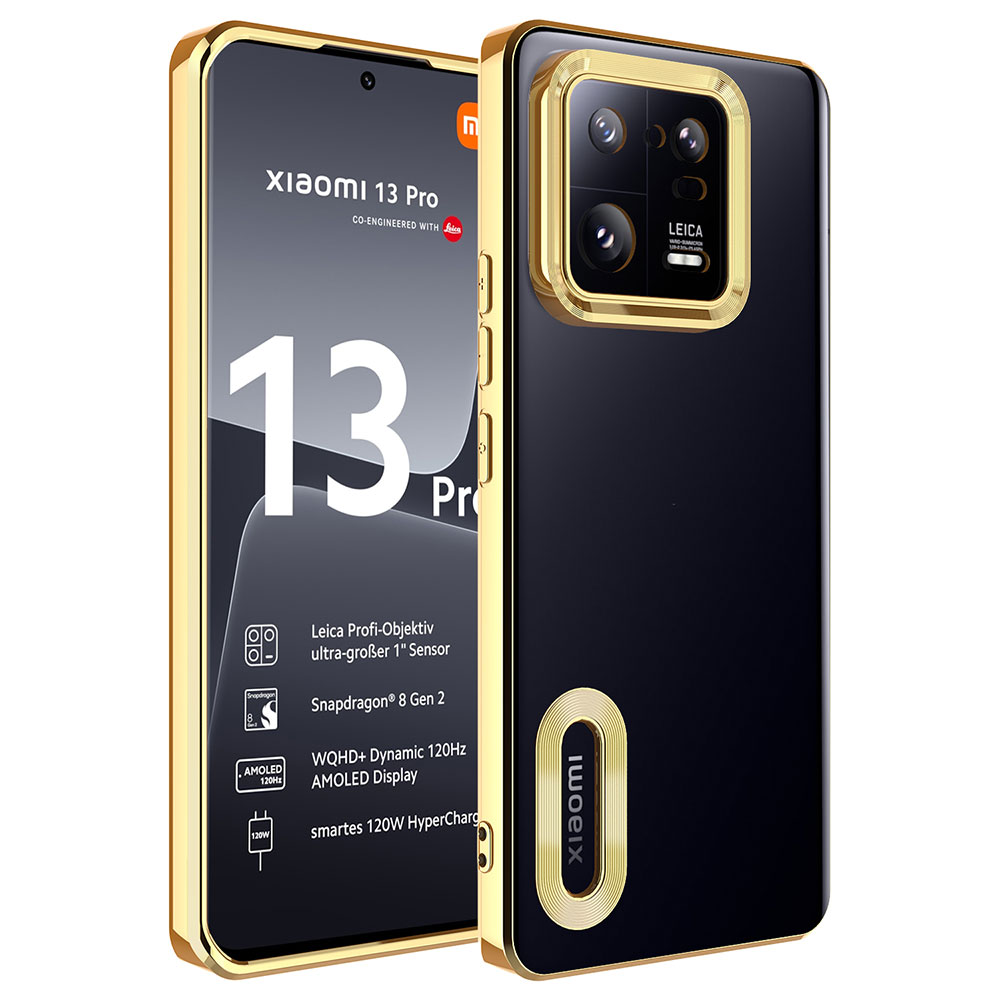 Xiaomi Uyumlu Mi 13 Pro Kılıf Kamera Korumalı Logo Gösteren Tuhatu Omega Kapak-Gold