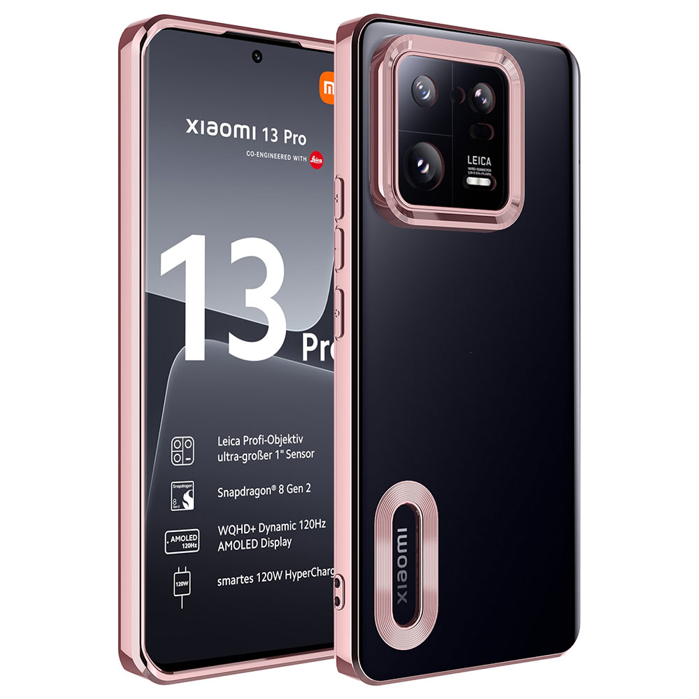 Xiaomi Uyumlu Mi 13 Pro Kılıf Kamera Korumalı Logo Gösteren Tuhatu Omega Kapak-Rose gold