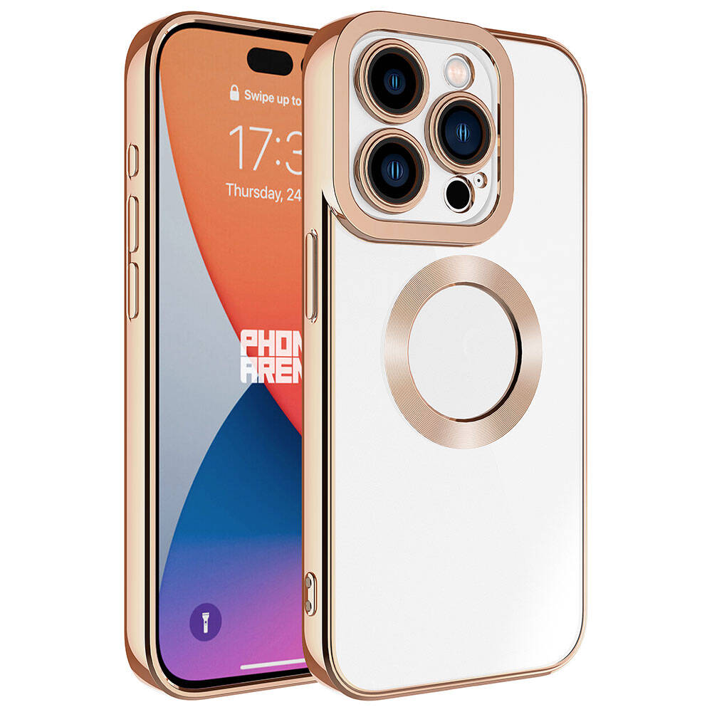 iPhone Uyumlu 15 Pro Max Kılıf Kamera Korumalı Logo Gösteren Tuhatu Omega Kapak-Rose gold