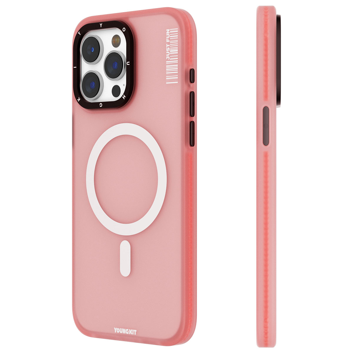 iPhone Uyumlu 15 Pro Kılıf Magsafe Şarj Özellikli Youngkit Colored Sand Serisi Kapak-Pembe