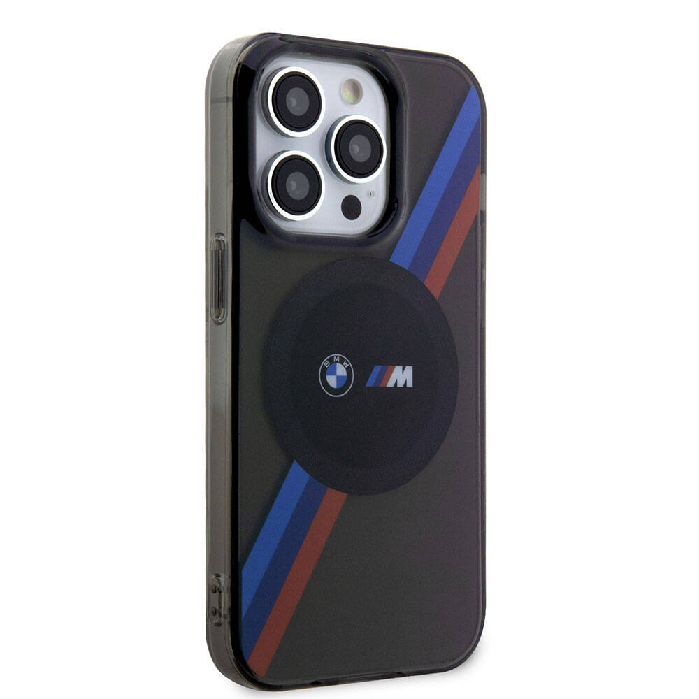 iPhone Uyumlu 15 Pro Max Kılıf BMW Magsafe Şarj Özellikli Transparan Tricolor Stripes Orjinal Lisanslı Kapak