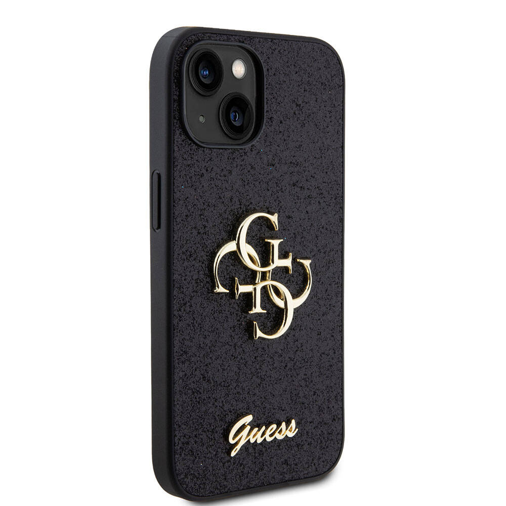 iPhone Uyumlu 15 Kılıf Guess Orjinal Lisanslı 4G Büyük Metal Logolu Glitter Kapak