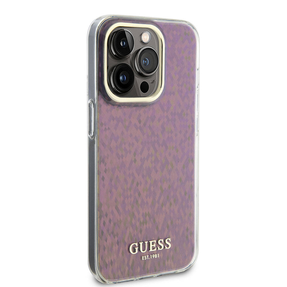 iPhone Uyumlu 15 Pro Max Kılıf Guess Orjinal Lisanslı Yazı Logolu Mirror Disco Kapak-Pembe