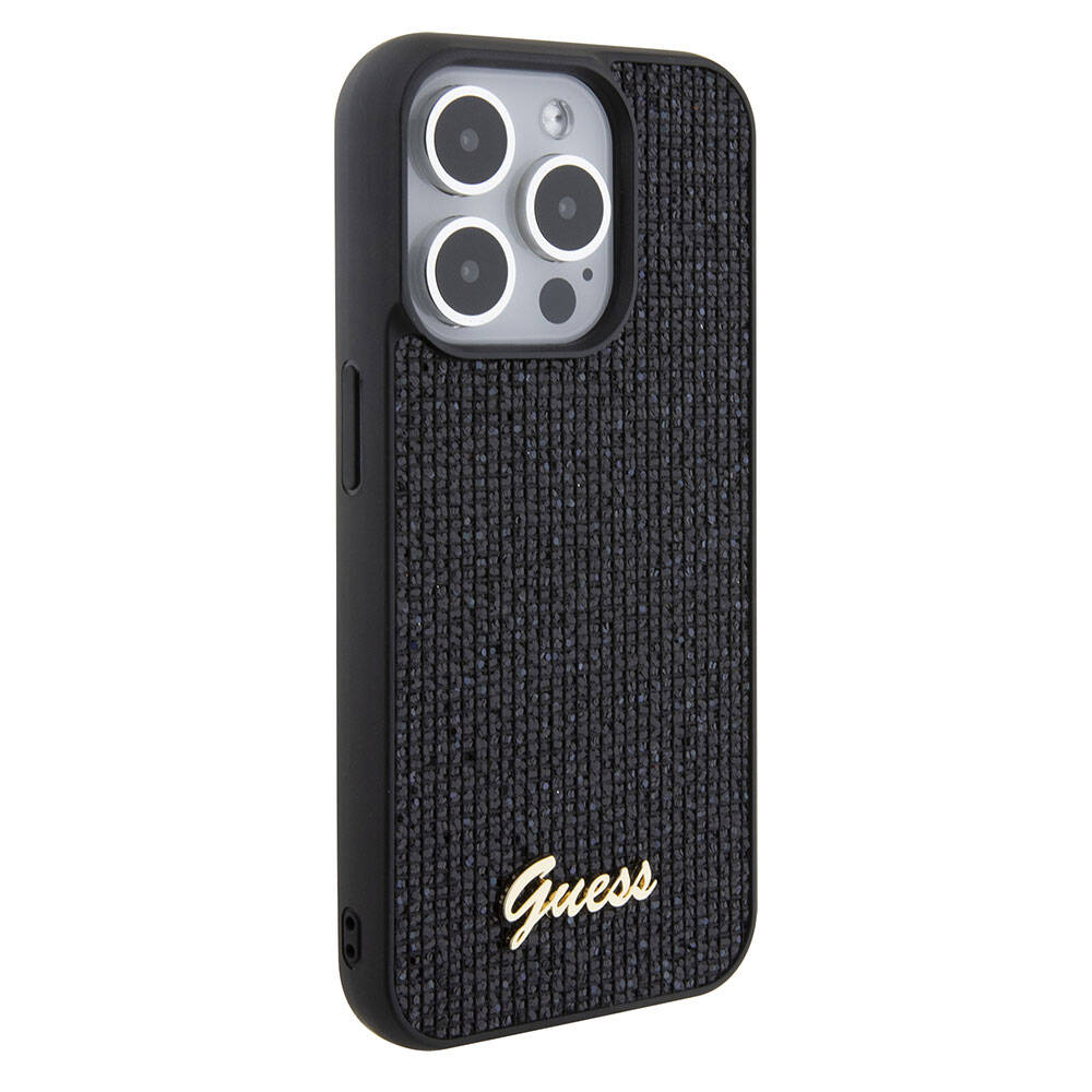 iPhone Uyumlu 15 Pro Max Kılıf Guess Orjinal Lisanslı Yazı Logolu Disco Script Metal Kapak