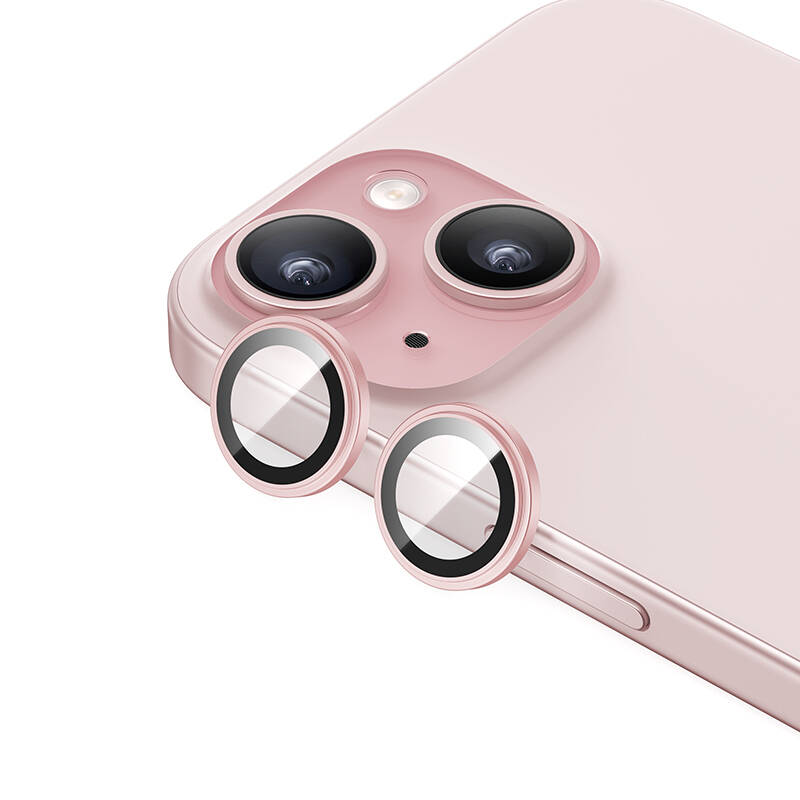 iPhone Uyumlu 15 ​Benks King Kong Corning Kamera Lens Koruyucu-Pembe