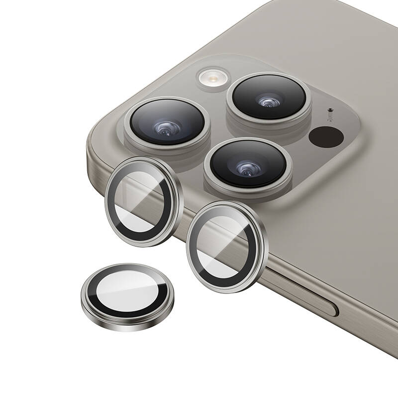 iPhone 15 Pro ​Benks King Kong Corning Kamera Lens Koruyucu-Gri