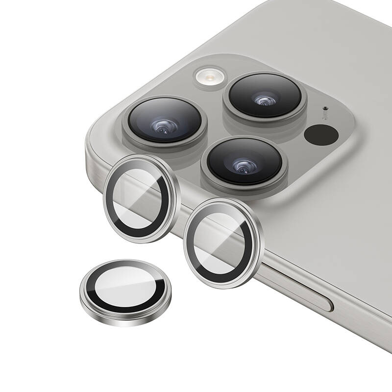 iPhone Uyumlu 15 Pro ​Benks King Kong Corning Kamera Lens Koruyucu-Gümüş