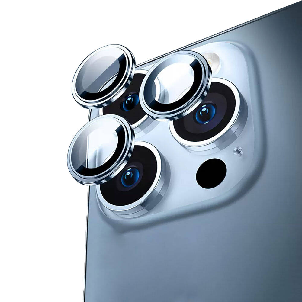 iPhone Uyumlu 15 Pro ​​​Max Wiwu Lens Koruyucu Metal Kamera Lens Koruyucu-Lacivert