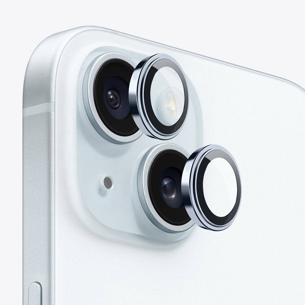 iPhone Uyumlu 15 ​​Wiwu Lens Koruyucu Metal Kamera Lens Koruyucu-Mavi açık