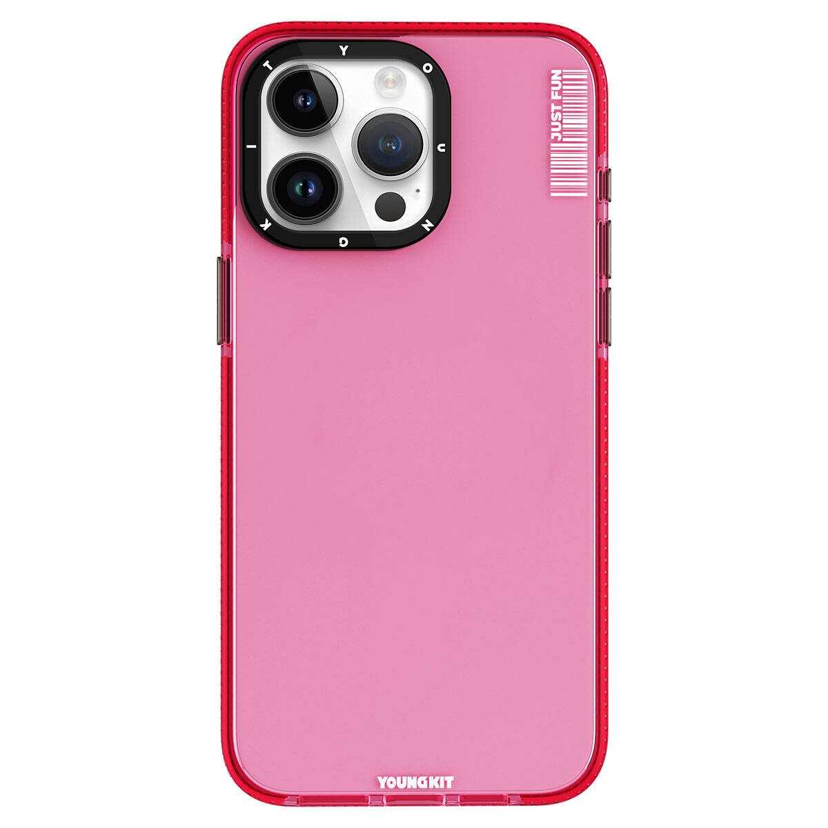 iPhone Uyumlu 15 Pro Kılıf Pürüzsüz Düz Arka Yüzey YoungKit Crystal Color Serisi Kapak-Pembe